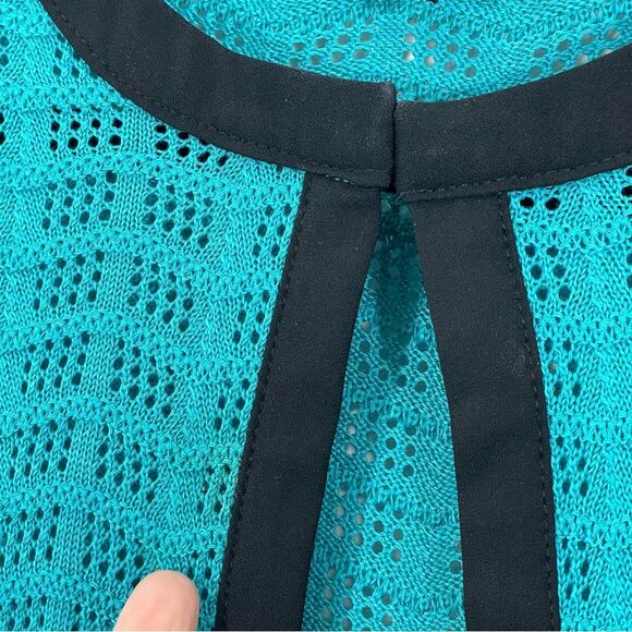 Ming‎ Wang Teal Turquoise Cardigan Jacket Black Trim Size SMALL - Picture 4 of 6
